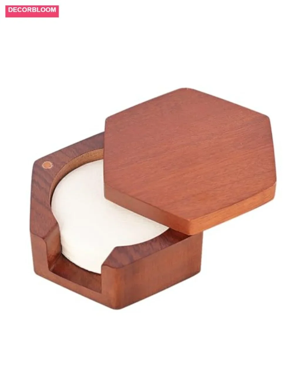 Espresso Coffee Paper Filter Holder - Wooden Storage with Lid - Holds 100